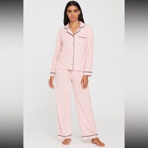 Juicy Couture Pink Polyester Button Down Blend Pajama Set Women’s Large